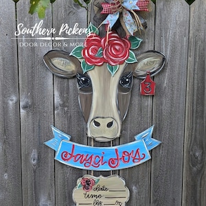 Cow Hospital Baby Door Hanger | Floral Cow Baby Hanger | Floral Cow Nursery Decor | Cow Nursery | Farm Baby Door Hanger | Rancher Baby