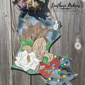 Deurhanger Louisiana-cultuur | Bayou-decor | Voordeurdecor | Louisiana-decor | Magnoliadecoratie | Deurhanger | Deurkrans | Housewarming
