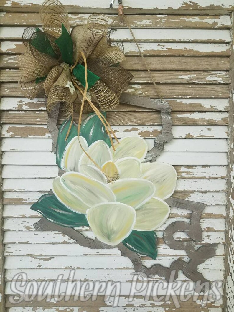 Louisiana Frame Magnolia Door Hanger