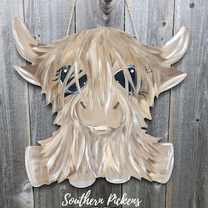 Highland Cow Door Hanger, Cow Door Hanger, Highland Cow Door Hanger, Baby Highland Cow Home Decor