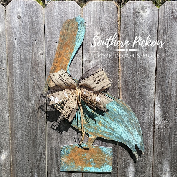 Rusted Patina Pelican Door Hanger