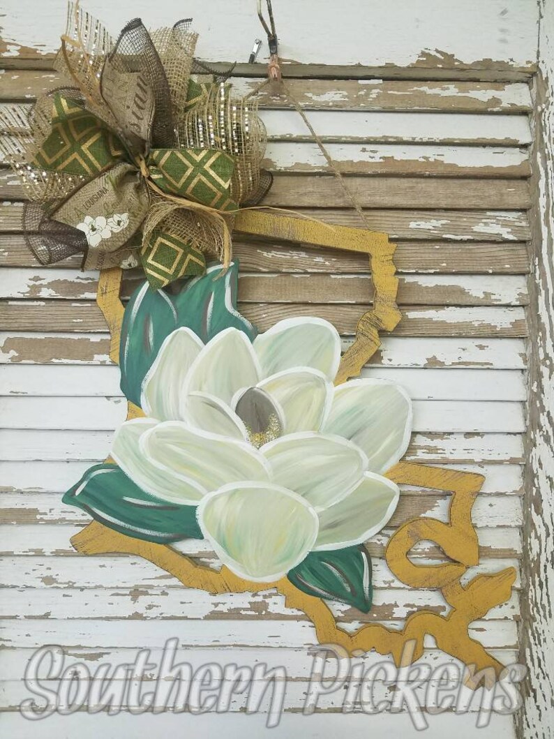 Louisiana Frame Magnolia Door Hanger