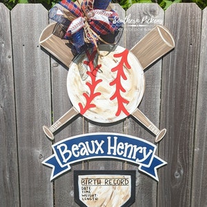 Hospital Door Hanger Boy Baseball Baby Door Hanger | Baseball Hospital Door Hanger | Baby Boy Door Hanger | Baseball Hospital Announcement