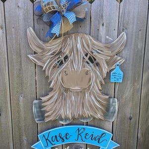 Highland Cow Hospital Baby Door Hanger, Baby Boy Highland Cow Nursery Decor, Baby Boy Door Hanger, Cow Door Hanger