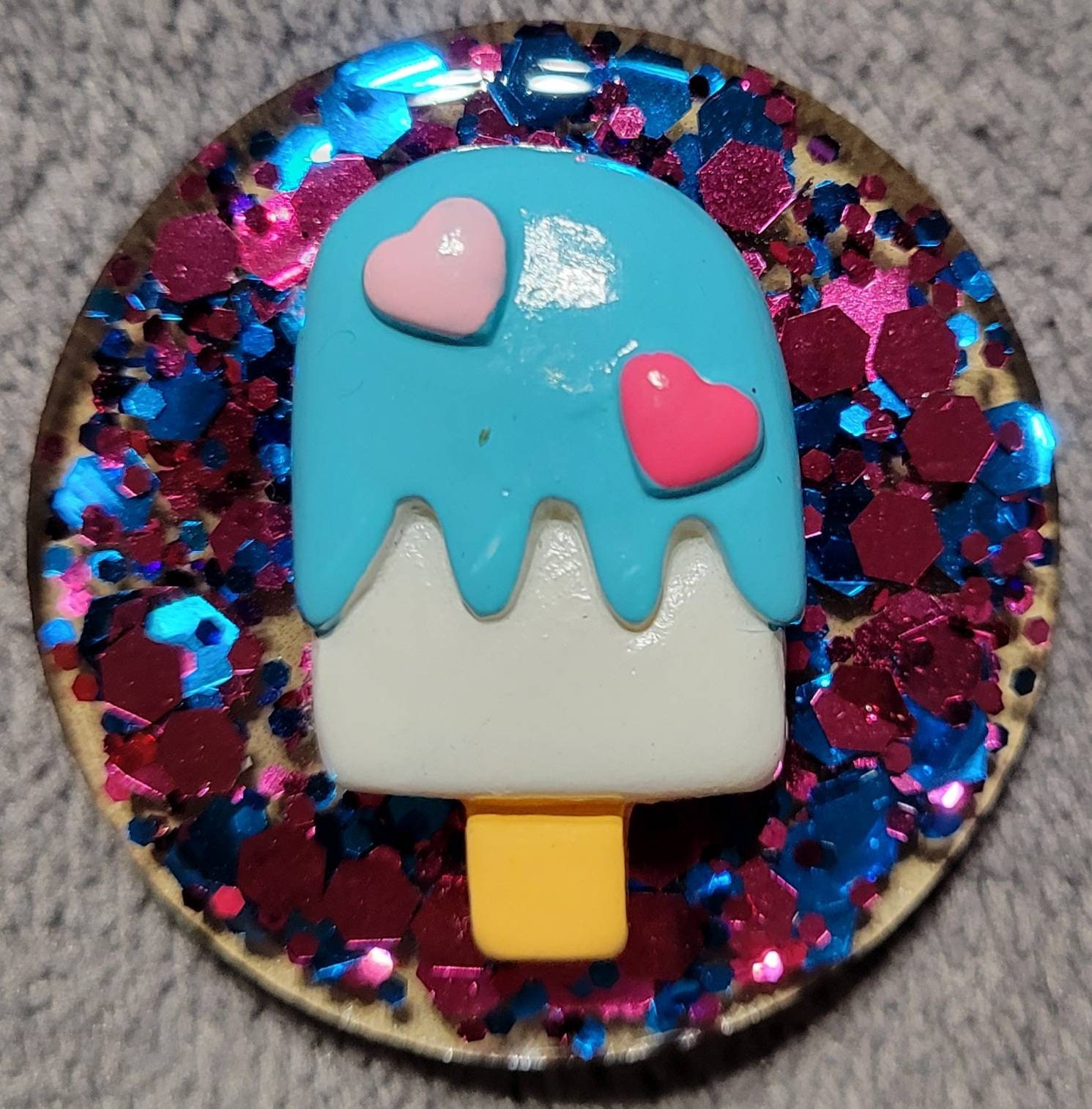 Ice Cream Charm Glitter Badge Holder 