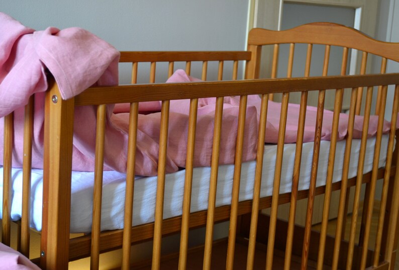 Crib Fitted Sheet, Natural Linen, Hypoallergenic, Crib Sheet, Fitted