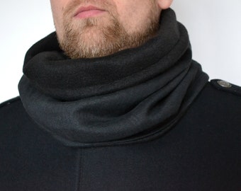 Men's cowl, Men cowl fleece, Black scarf,  Unisex cowl, Scarf men, Mens accessories, Cowl for him /her, Scarf with fleece, Woman Scarf,gifts