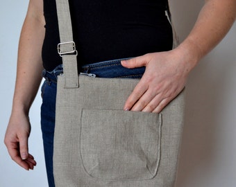 Natural linen tote, Shoulder bag, Cross body, Messenger, Purse, Everyday bag , Eco friendly linen, Cross body bag, Natural totes