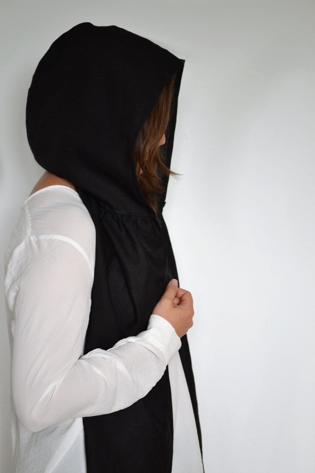 Black Hood Scarf, Hooded Scarf, Scarf Hood, Hoodie, Festival