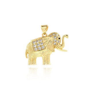 Elephant Pendant Charm, Micropavé CZ Elephant Charm, 18K Gold Filled Wildlife Pendant,DIY Jewelry Making Making Supplies,28.5x24.7x4.6mm