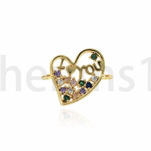 Micropavé CZ Love Charm, Love Connector, Heart Connector, 18K Gold Filled Heart Charm, DIY Jewelry Supplies,17.5x15x2mm