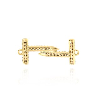 18K Gold Filled T-shaped Connector, Micropavé CZ T-shaped Connector, T-shaped Connector Charm, DIY Jewelry Making Supplies, 25.6x11.2x2.1mm