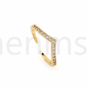 Gold Open Rings, 18K Gold Filled Cutout Rings, Thin Rings,Mircopave CZ Stackable Rings, Adjustable Rings, DIY Jewelry Making Supplies
