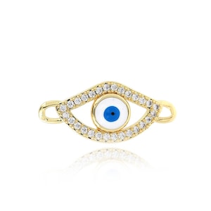 Enamel Evil Eye Connector ,Micropavé CZ Evil Eye Connector, 18K Gold Filled Evil Eye Jewelry , DIY Jewelry Making Supplies,33x14.6x4.9mm