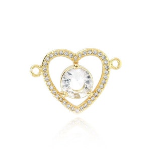 18K Gold Filling Love Connector,Micropavé CZ Heart Connector, Heart Connector Jewelry ,DIY Jewelry Making Supplies,16.9x23.5x5.3mm