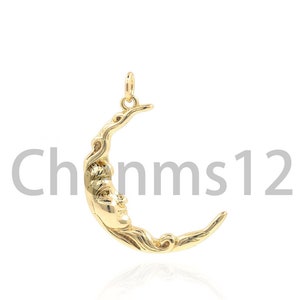 Moon Pendant, 18K Gold Filled Moon Necklace, Moon Charm, Crescent Moon Charm, Gold Moon Pendant, DIY Jewelry Supplies, 30x23x3mm