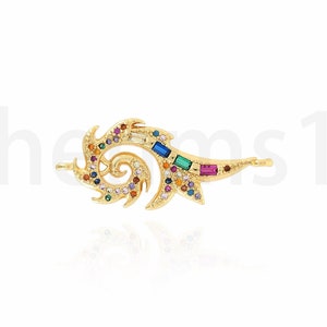 Zepter Stecker, Micropavé CZ Strom Stecker, 18K Gold gefüllt Zepter Anhänger, DIY Schmuck Zubehör, 14x33.5x3mm