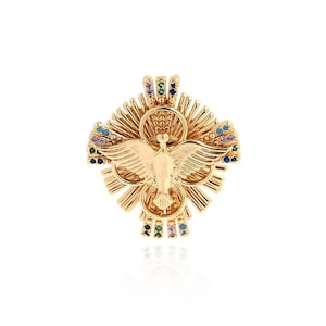 Peacock Pendant, Bird Charm, 18K Gold Filled Peacock Charm, Animal Necklace, Micropavé CZ Animal Charm, DIY Jewelry Supplies, 33.5x28.5x5mm