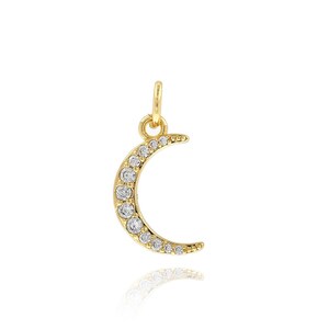 Crescent Necklace,18K Gold Filled Moon Charm, Moon Pendant, Micropavé CZ Crescent Charm, DIY Jewelry Supplies,18x8.8x2.5mm