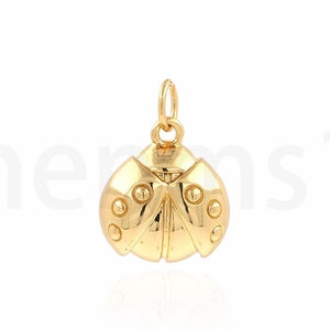 Ladybug Charm,Beetle Pendant, Ladybug Pendant, 18K Gold Filled Beetle Necklace, Insect Charm, DIY Jewelry Supplies, 12.4x16.8x4.5mm