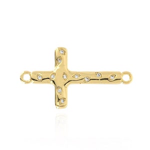 Cross Connector, Religious Jewelry,Micropavé CZ Cross Connector, 18K Gold Filled Christian Connector, DIY Jewelry Supplies, 26x14.4x1.5mm
