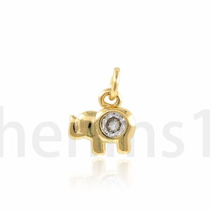 Micropavé CZ Elephant Charm, Elephant Pendant,18K Gold Filled Wildlife Necklace, Wildlife Charm, DIY Jewelry Making Supplies,8x10x2mm