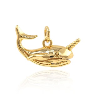 Whale Pendant, Blue Whale Pendant, Micropavé CZ Sea Life Pendant, 18K Gold Filled Whale Charm, DIY Jewelry Making Supplies, 13*18.8*8.8mm