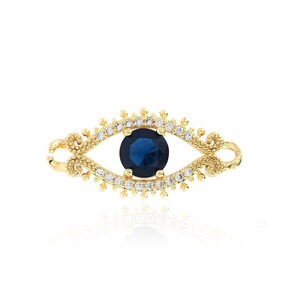 Evil Eye Connector, Micropavé CZ Evil Eye Connector, 18K Gold Filled Evil Eye Jewelry , DIY Jewelry Making Supplies,14.8x31.5x2.5mm