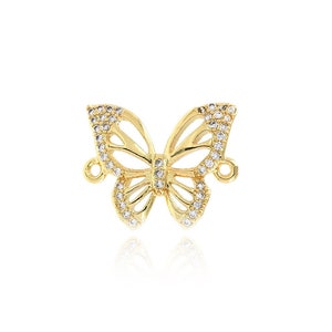 18K Gold Filled Butterfly Jewelry,Butterfly Connector Jewelry ,Micropavé CZ Insect Connector,DIY Jewelry Making Supplies,14.5x17.9x2mm