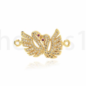 Bird Connector, Micropavé CZ Bird Charm, Animal Charm, 18K Gold Filled Flying Connector, DIY Jewelry Supplies, 14.5x25.5x1.5mm