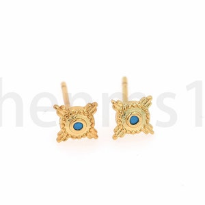 1 Pair, 18K Gold Filled Eye Earrings, Devil's Eye Stud Earrings, Micropavé CZ Evil Eye Earrings, Dainty Earrings, Gift for Her, 5x5mm