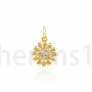 Sun Charm, Sun Jewelry,Sun Pendant, Micropavé CZ Sun Necklace, 18K Gold Filled Sun Charm, DIY Jewelry Making Supplies,10x15x2.2mm