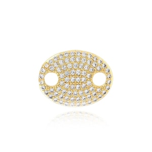 Micropavé CZ Oval Connectors 18K Gold Filled Oval Jewelry , Geometric Connector Jewelry , DIY Jewelry Making Supplies, 16.2x12.4x2.2mm