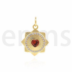 Round Medal Pendant, 18K Gold Filled Heart Necklace, Heart Pendant, Medal Charm, Medal Jewelry, DIY Jewelry Supplies, 20x24x2mm