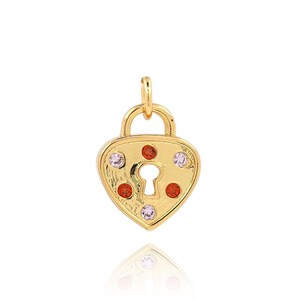 Love Lock Charm, Love Charm, Heart Lock Pendant, 18K Gold Filled Lock Charm, Collana d&#39;amore, Forniture per gioielli fai-da-te, 14x9.5x1.8mm