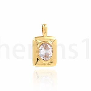 Square Charm,Micropavé CZ Square Pendant,Zircon Pendant,18K Gold Filled Creative Necklace,Zircon Charm,DIY Jewelry Supplies,14X25X4.3mm