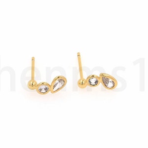 Dainty Drop Earrings, Micropavé CZ Black Diamond Charm, 18K Gold Filled Drop Earrings,Diamond Stud Earrings,4.5x10x1.5mm