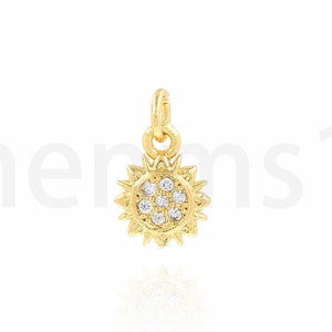 18K Gold Filled Sun Charm, Sun Charm, Sun Jewelry,Sun Pendant, Micropavé CZ Sun Necklace, DIY Jewelry Making Supplies,7x11.5x1.7mm