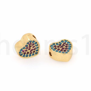 Micropavé CZ 18K Gold Filled Love Spacer Perlen,Spacer Perlen,Herz Spacer Perlen,Armband Perlen,DIY SchmuckZubehör,9,5x8,5x4,2mm