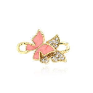 Enamel Butterfly Connector,Micropavé CZ Insect Connector,18K Gold Filled Butterfly Jewelry ,DIY Jewelry Making Supplies,24.2x16.9x4.9mm