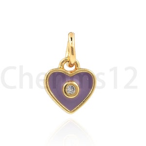 Enamel Jewelry,18K Gold Filled Heart Pendant, Evil Eye Charm, Micropavé CZ Love Necklace, Heart Charm, DIY Jewelry Supplies, 10x6.8x1.5mm