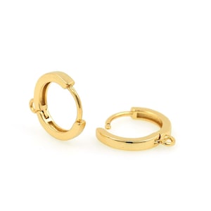 1 Pair, 18K Gold Filled Round Earrings Accessories, Gold Earrings,Round Earrings,Dainty Earrings,Pierced Earrings，Gift for Her,15x13x2mm