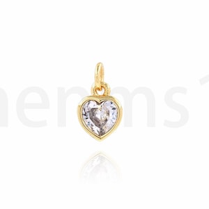 Love Charm, 18K Gold Filled Zircon Heart Necklace, Micropavé CZ Heart Charm, Gift for Her, DIY Jewelry Supplies, 6.5x10x3mm