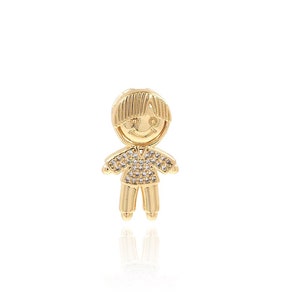18K Gold Filled Happy Girl Pendant, Girl Pendant, Micropavé CZ Kids Pendant, Kids Charm, Girl Charm, DIY Jewelry Supplies, 24.5x14x5.5mm