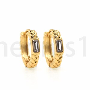 1 Pair, 18K Gold Filled Round Earrings, Micropavé CZ Chain Earrings, Earrings of Wheat Ears, Gift for Her, 14x12.8x2.5mm