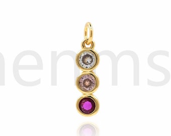 Pendente semaforico, Bar Charm, Charm semaforo riempito oro 18K, Micro Pave CZ Traffic Charm, Forniture gioielli fai da te, 16x4x2mm