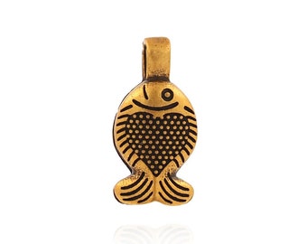 Pendentif Vintage Charm Double Poisson Articulé - Émail Mauve - Occasion Bon état