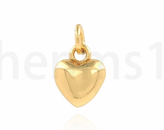Amuleto de corazón, amuleto de amor, colgante de corazón inflado, colgante de corazón de gelatina relleno de oro de 18 quilates, collar de amor, suministros de joyería de bricolaje