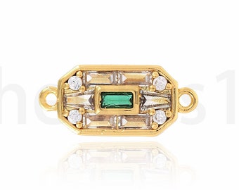 Viereckiger Verbinder, rechteckiger Verbinder, Micro Pavé CZ Charm Verbinder, 18K Gold Filled Verbinder Charm, DIY Schmuckzubehör, 8.5x19x2.5 mm