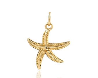 May include: A gold-toned starfish pendant charm with a textured surface. The charm is ideal for adding a touch of nautical style to jewellery.